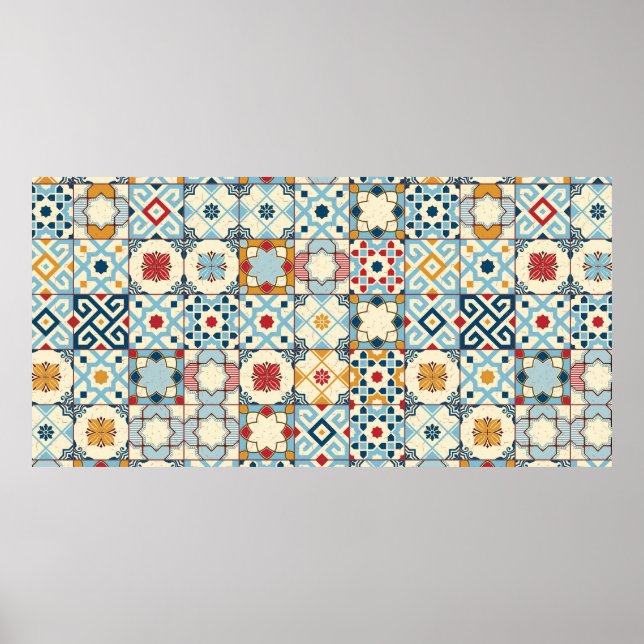 Grymma, sömlös, färglös marockansk mönster, poster (Framsidan)