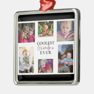 Grymmaste mormor någonsin med multifoto Collage Cu Julgransprydnad Metall