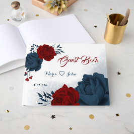 Grymt blått och röda blommor gäst bok