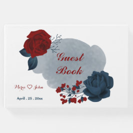 Grymt blått och röda blommor gäst bok