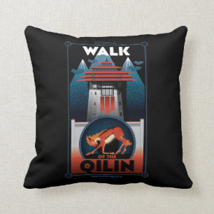 Grymt över Qilin Mountain-grafiken Kudde