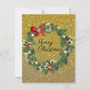 Grymt vackert Helgdag Guld Sparkly-kort Julkort