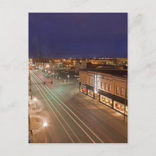 Gryning på Main Street i Bismarck, North Dakota Vykort