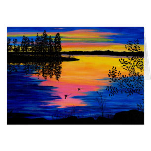Gryning på sjön hälsningskort