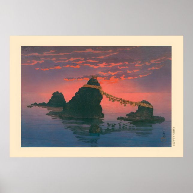 Gryning vid Futamigaura av Kawase Hasui Poster (Framsidan)