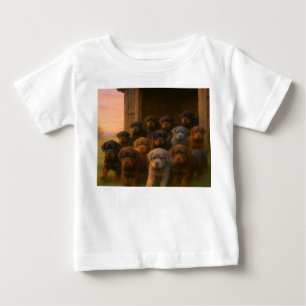 Gryningsparad: Rottweiler-valpar som kommer ut frå T Shirt