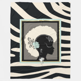 Grysk och svart zebra tryck afro punk fleecefilt