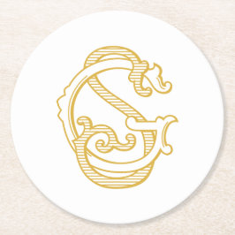 GS Monogram eller SG Monogram Underlägg Papper Rund