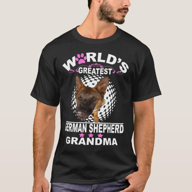 GSD088 - Världsmästare German Shepherd Grandma T Shirt (Framsida)