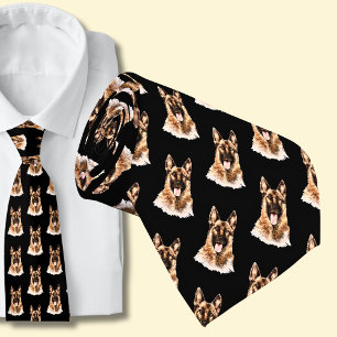 GSD German Shepherd Hundar på Black Neck Tie Slips