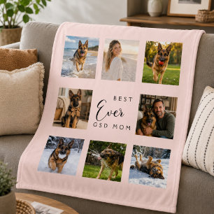 GSD hund Mamma Mor rosa foto collage Fleecefilt