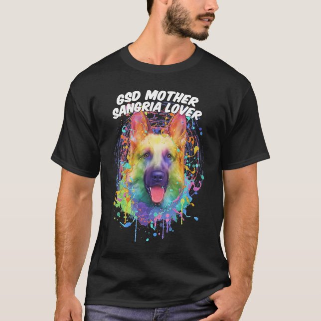 GSD Mor Sangria German Shepherd Animal T Shirt (Framsida)