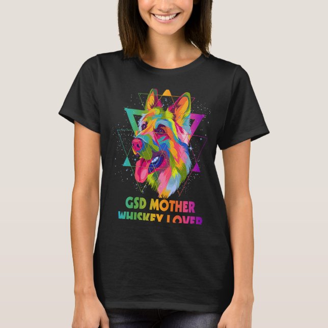 GSD Mor Whiskey German Shepherd Animal T Shirt (Framsida)