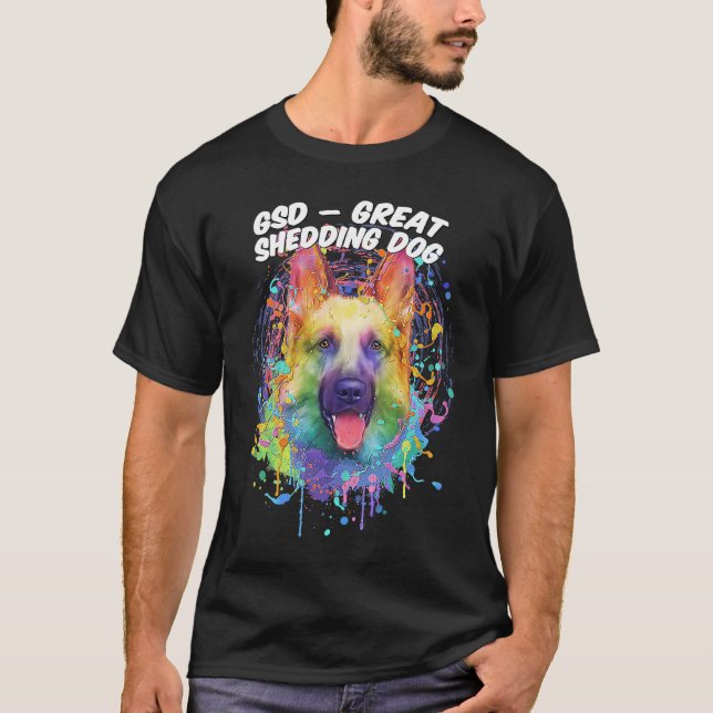 GSD Underbar Shedding Hund German Shepherd Animal  T Shirt (Framsida)