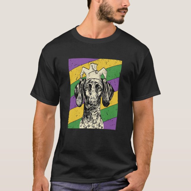 GSP Jester Mardi Gras Hund Mamma eller Pappa T Shirt (Framsida)