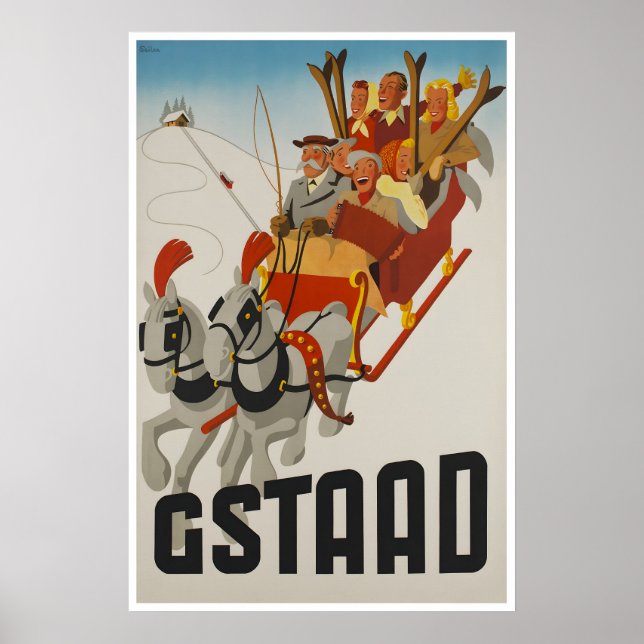 Gstaad skidaffisch Schweiz reseaffisch Poster (Framsidan)