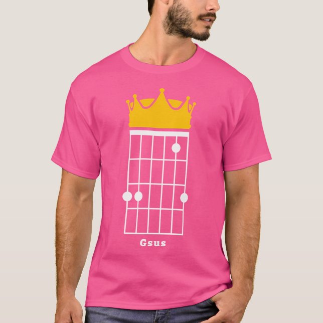 Gsus Guitar Chord (Jesus Krona) T Shirt (Framsida)