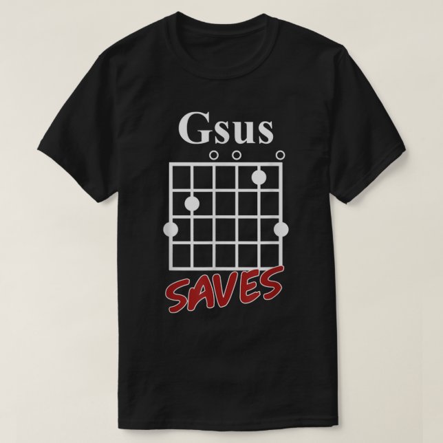 Gsus guitar Saves roliga gåvor 975 T Shirt (Design framsida)