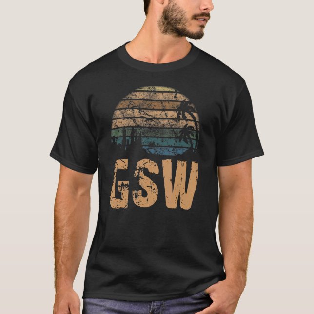 GSW Vintage Sunset Distress T Shirt (Framsida)