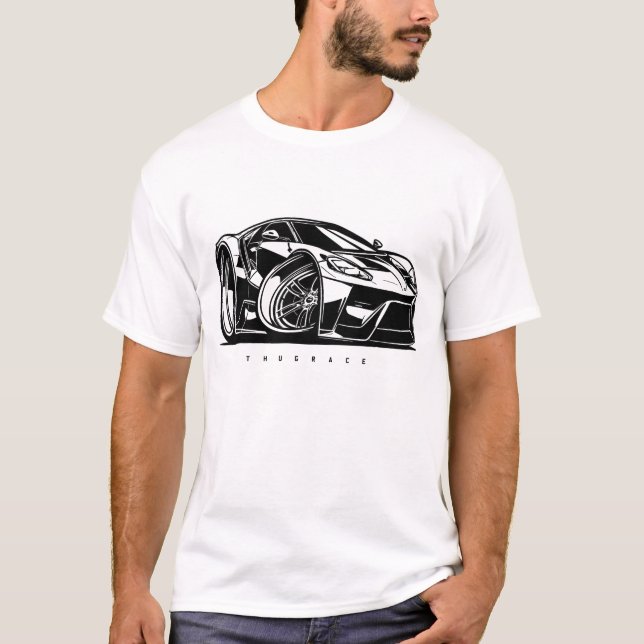 GT40 Second Generation Toon Art Car Enthusiast T Shirt (Framsida)