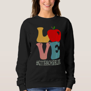 Gt Lärare Älskar Äpple Groovy Retro Söt Tillbaka T Shirt