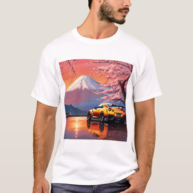 GT-R nissan japanese car  japan T Shirt (Framsida)