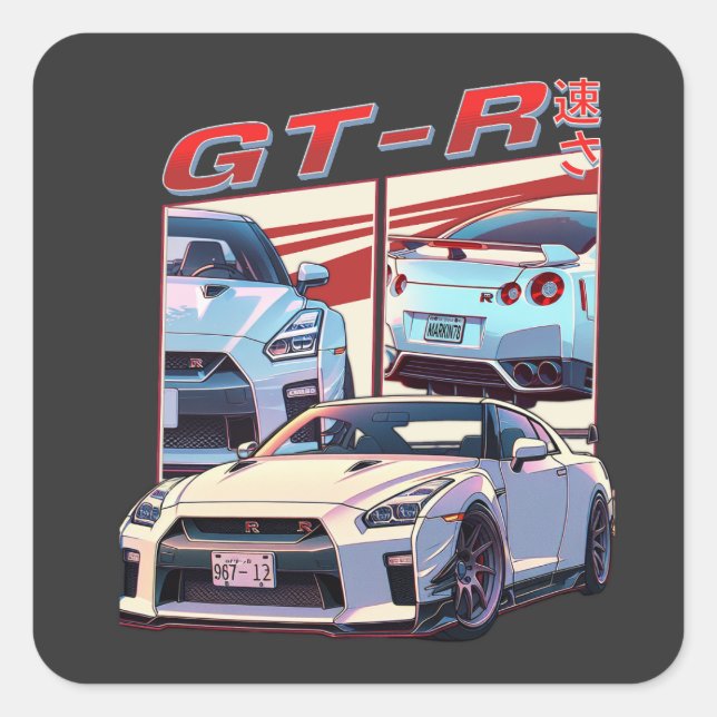 GT-R STREET LEGEND FYRKANTIGT KLISTERMÄRKE (Framsida)