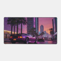 GTA 6 Vibe Desk Mat Retro Car i Neon Desk Mat