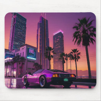 GTA 6 Vibe Mouse Pad - Retro Car i Neon City Sol Musmatta