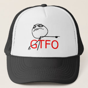 GTFO får ut tecknaden Meme för grabbursinneansik Truckerkeps