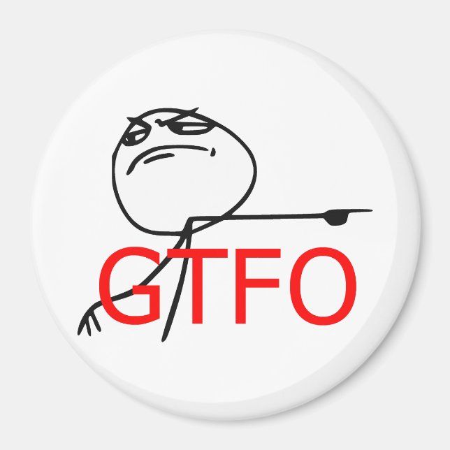 GTFO Hämta ut Guy Rage Ansikte Tecknad-PM Magnet (Framsidan)