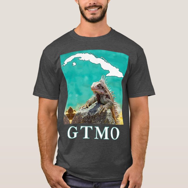 GTMO Iguana  Guantanamo Bay Cuba T Shirt (Framsida)
