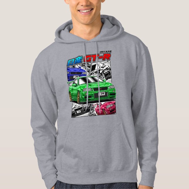 Gtr T-ShirtJDM Legend Nissan Skyline GTR R34 Hoodie (Framsida)