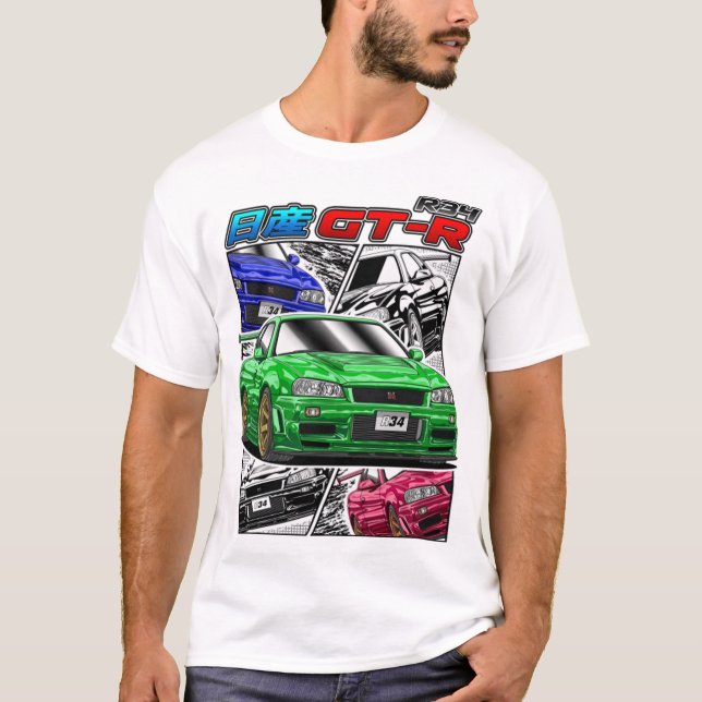 Gtr T-ShirtJDM Legend Nissan Skyline GTR R34 T Shirt (Framsida)