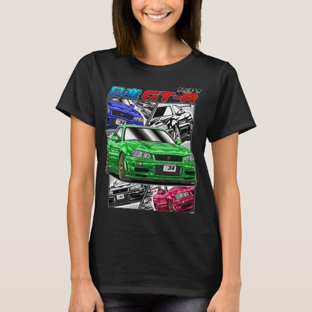 Gtr T-ShirtJDM Legend Nissan Skyline GTR R34 T Shirt (Framsida)