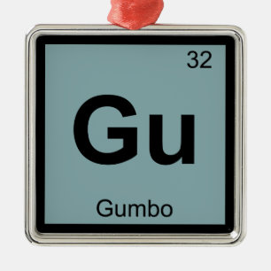 Gu - gumbokemi Periodic Bord Symbol Julgransprydnad Metall