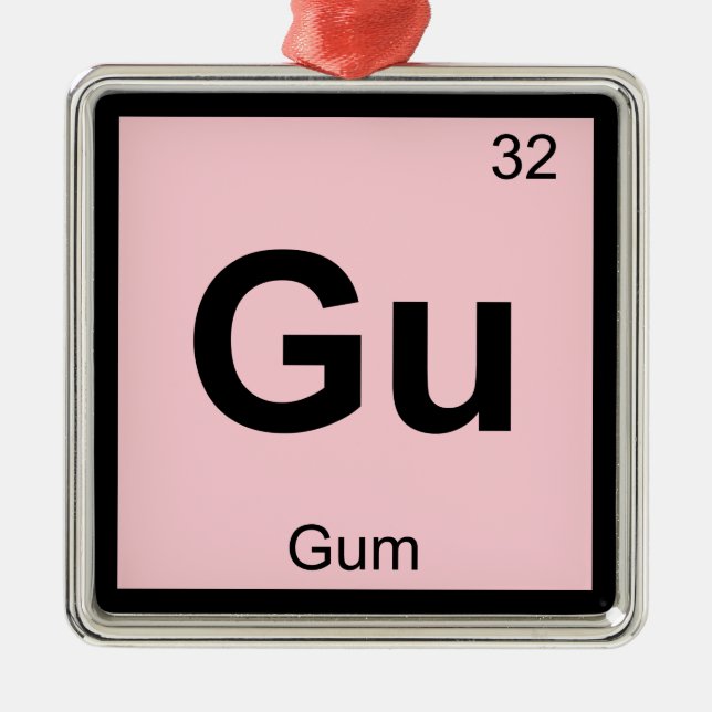 Gu - Periodisk Bord-symbol för gummikemi Julgransprydnad Metall (Framsidan)