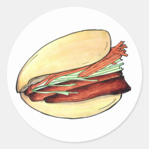 Gua Bao Gris Belly Bun China Taiwanese Food Runt Klistermärke