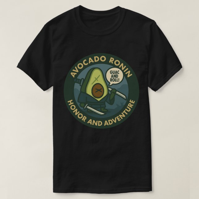 Guac And Roll Samurai Avocado Graphic T Shirt (Design framsida)