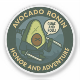 Guac And Roll Samurai Avokado Grafisk Klistermärken
