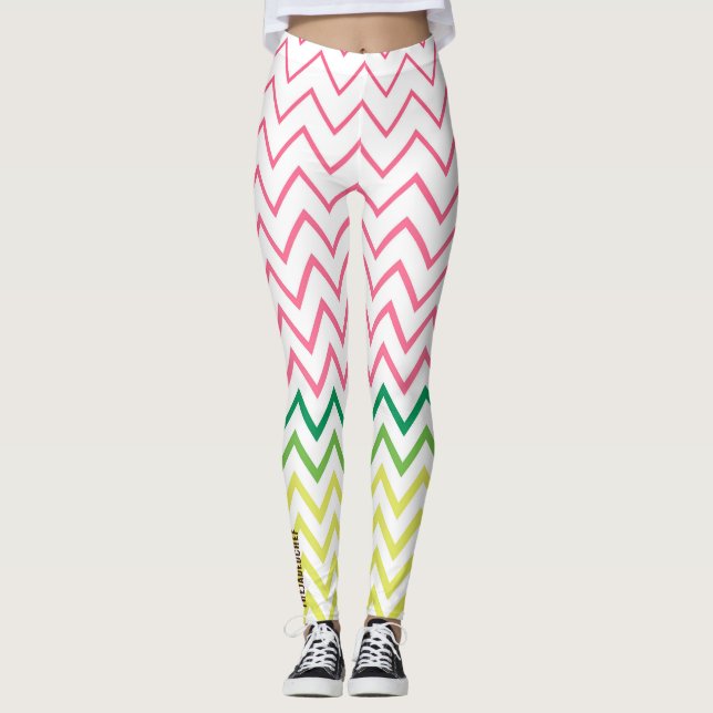 Guac & Glow: Multi-Color Chevron Byxor (Framsida)