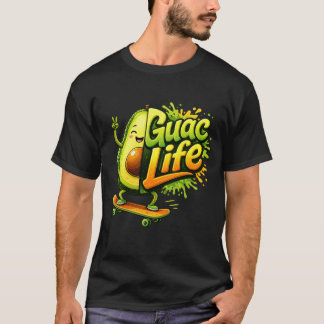 Guac Life Roligt Avokado Skateboard Illustration T Shirt