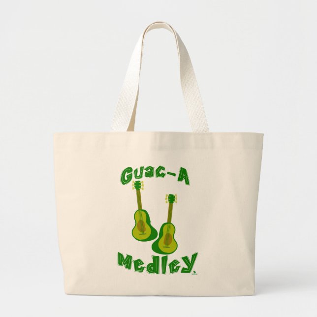 Guac Medley Guacamole Avocado Roligt Guitar Art Jumbo Tygkasse (Framsidan)