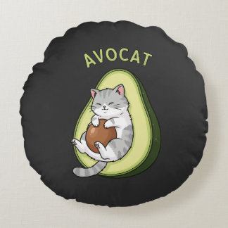 Guac Meow-läge Rund Kudde