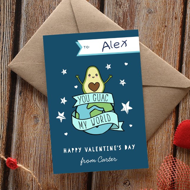 Guac My World Classroom Valentines day Card Inbjudningar (Skapare uppladdad)