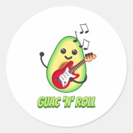 Guac 'n' Roll! Cute avocado Music tecknad Runt Klistermärke