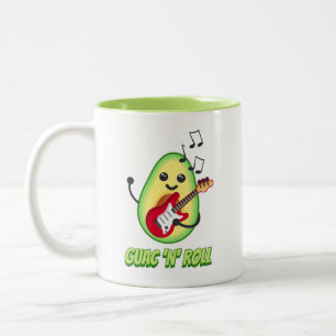 Guac 'n' Roll! Cute avocado Music tecknad Två-Tonad Mugg