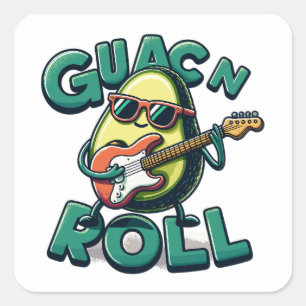 Guac n Roll Rock and roll Guac och Roll Fyrkantigt Klistermärke