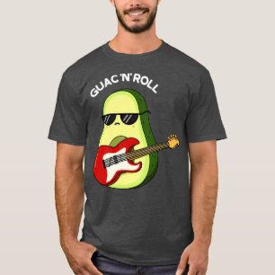 Guac och Roll Funny Rocker Avocado Pun Mörk BG T Shirt
