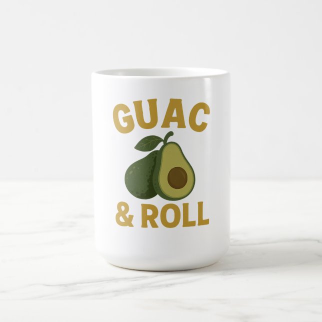 🥑 Guac & Roll - Funny Avocado Foodie T-Shirt Kaffemugg (Center)